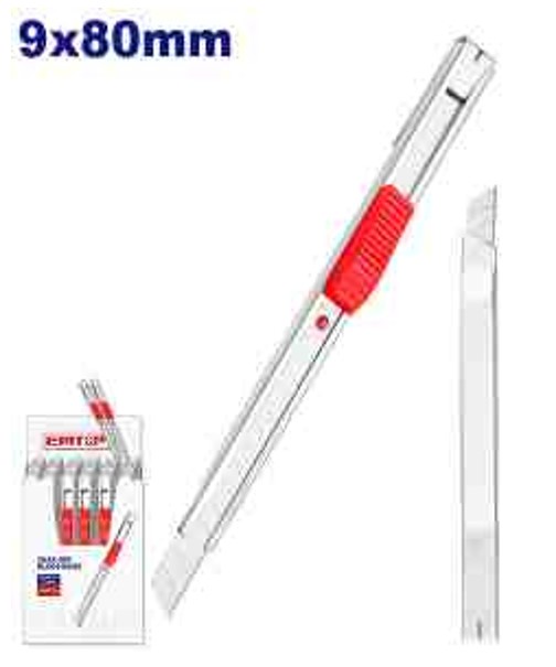 9mm Snap-off Blade Knife Metal Body 135mm Length with SK5 Blade Flat Push Button Display Color Box